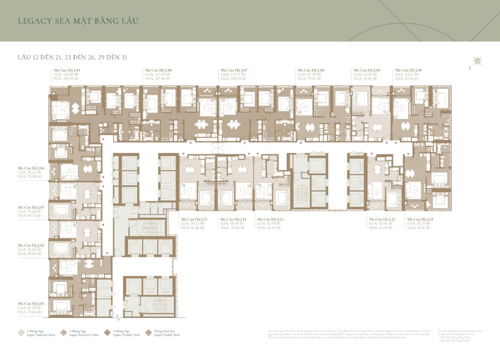 Layout mặt bằng điển hình tòa Legacy Sea Grand Marina tầng 12-21 23-26 29-31